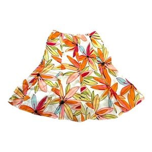 Catherine Stewart Tropical Floral Linen Skirt 6 Y2K Coastal Resort